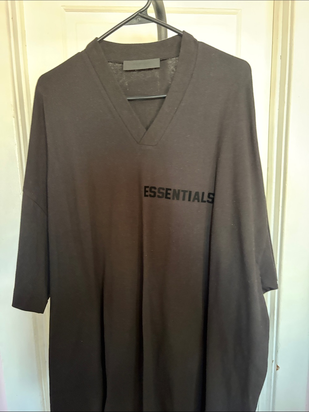 Essentials Oversized V-Neck Tee in Charcoal